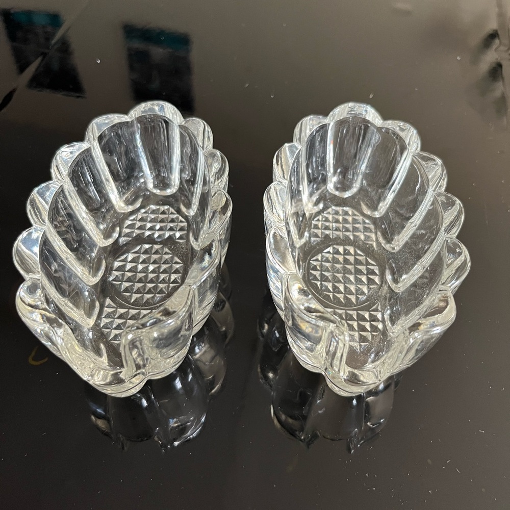 Clear Glass spoon holder. Set of two.
